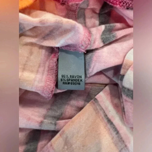 Ruff Hewn Pink Orange Stripe Long Tank Top T Shirt - Picture 9 of 9